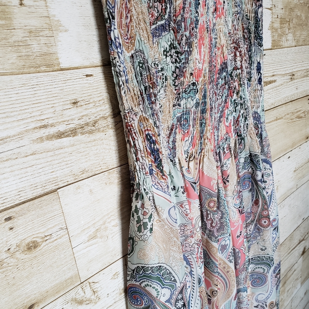 NWT Soieblu Baltic Born Strapless Paisley Print Maxi Dress Pastel Size Large - Picture 12 of 14